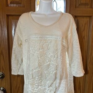 💚3/$25 New Directions Cream Lace Women's Blouse XL